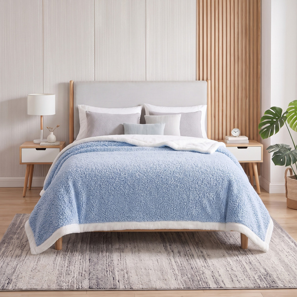 Koc 160 x 200 Boucle Bukla z Lamówką Mellori 02