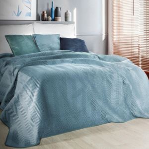 200 x 220 Decorative Velour Bedspread Sofia Blue