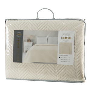 Bedspread 220 x 240 Quilted Linen3 Cream