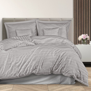 Bedding 160 x 200 7pc Satin Bamboo STRIPE GREY
