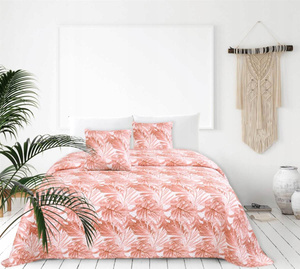 240 x 260 Quilted Double Sided Bedspread Hibiscus Pud