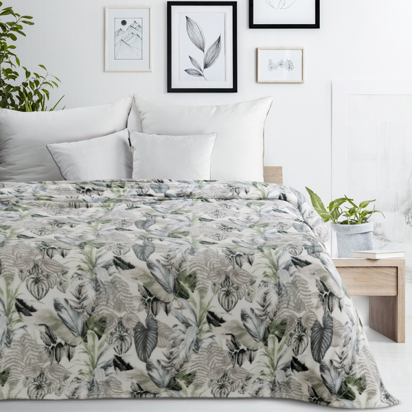 Koc  150 x 200 Flanelowy Davos2 Zielony+Srebrny