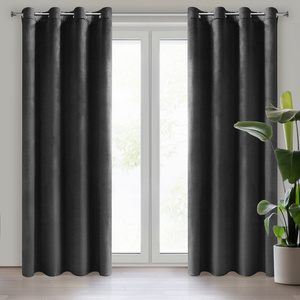 Melanie Black 140x250 Welvet Decorative Curtain