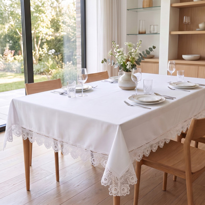 Obrus 120x200 Plamoodporny z Gipiurą Elia Biel 03