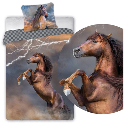 Pościel 160 x 200 Młodzieżowa Horses 003 Piorun