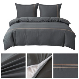 Pościel 200 x 220 3cz Gładka Z Haftem Lumera 09