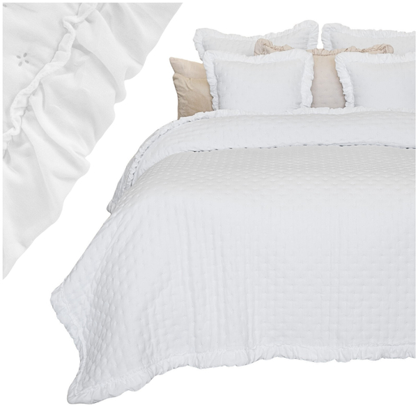 Narzuta 200 x 220 Pikowana Z Falbaną Celia 01