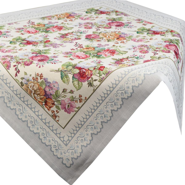 100 x 100 Decorative Tapestry Tablecloth 1175 Silver