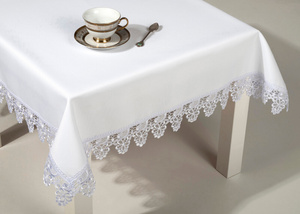 Stainproof Tablecloth with Guipure Lace White 140x450