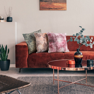 Poszewka 45 x 45 Dekoracyjna Len 18 Puder+Poma