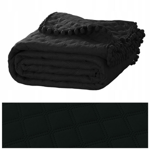 240 x 220 Quilted Two-Sided Pompoo Black Bedspread