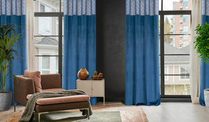 Curtain 140 x 250 Decorative Drawstring Agnes Navy Blue