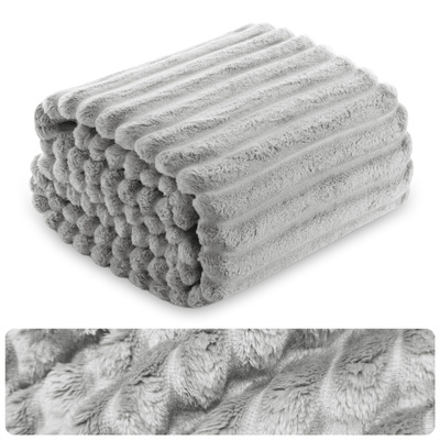 Koc 200 x 220  Mikrofibra Tłoczona Pasy Nuvio 02