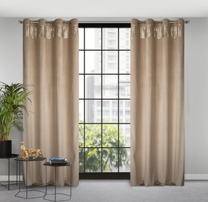 Velvet Jasper Curtain 140 x 250 Beige Spillover