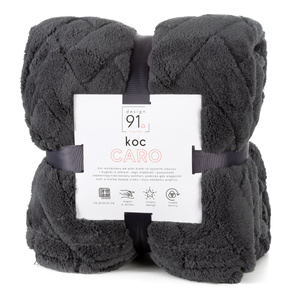 150 x 200 Plush Blanket Herringbone Caro Steel