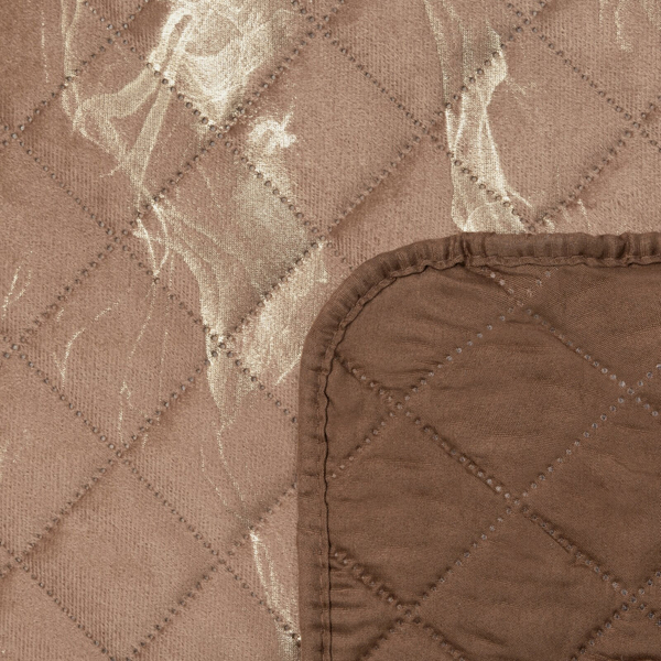 Quilted Velvet Bedspread 200 x 220 Luiz6 C.Beige+Gold