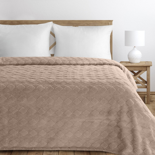 Koc 70 x 160 Tłoczony Pluszowy Nancy C.Beż