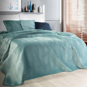 Sofia Mint Decorative Velour Bedspread 230 x 260