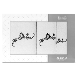 Towel Set 3pcs. Fairy 380 White+Black