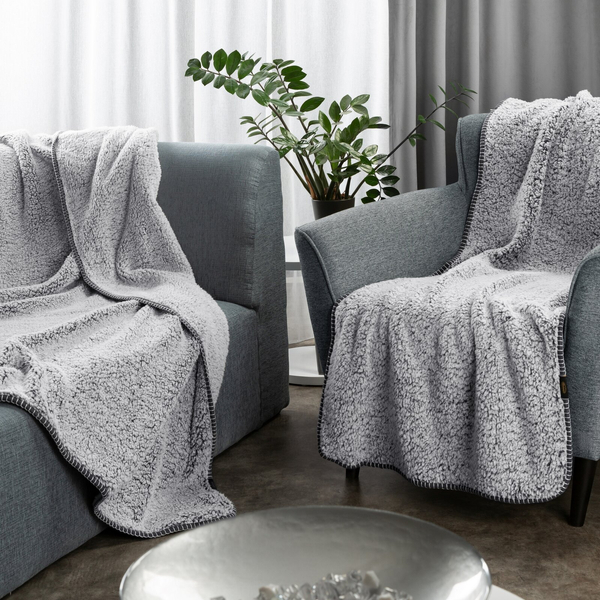 Koc 70 x 160 Mikrofibra Baranek Koala Stal+Biały