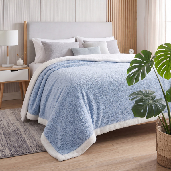 Koc 160 x 200 Boucle Bukla z Lamówką Mellori 02
