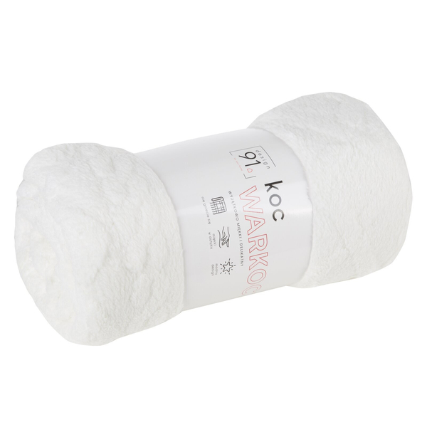 Koc 200 x 220 Design Mikrofibra Warkocz Biały