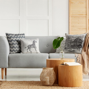 Poszewka Dekoracyjna Geo 45 x 45 Stal+Beż