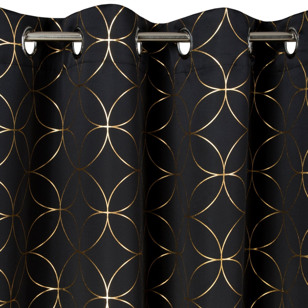 Blackout Abella Black+Gold Decorative Curtain 135 x 250