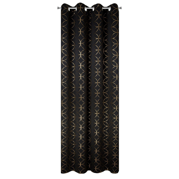 Blackout Abella Black+Gold Decorative Curtain 135 x 250