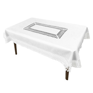 Stain-Resistant Tablecloth 150 x 400 with Lace 2017 White