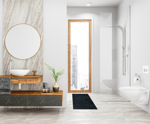 Bathroom Rug Sora 50 x 70 30 650 g/m2 Black