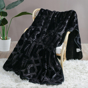 Blanket 160 x 200 Acrylic Stamped Vito Black