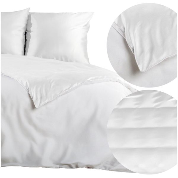 Bedding 220 x 200 3pc Satin Nova3 White