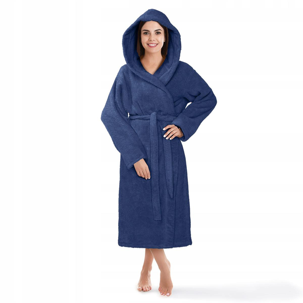 Szlafrok Bawełniany z Kapturem Unisex XS Niebie