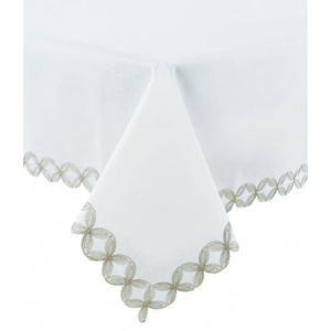 Tablecloth 140 x 180 Decorative Embroidery Silver 802 White