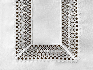 Stain-Resistant Tablecloth 150 x 400 with Lace 2017 White