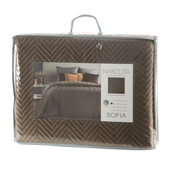 Narzuta 230 x 260 Dekoracyjna Welurowa Sofia Brąz