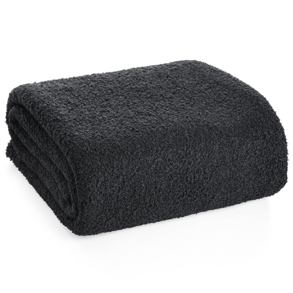 170 x 210 Microfiber Boucle Blanket Black