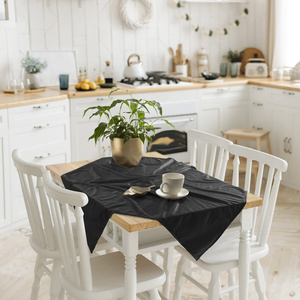 85 x 85 Decorative Velvet Soft Black Tablecloth