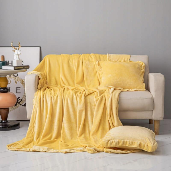 Blanket 150 x 200 Microfiber Frill Ruffly Mustard