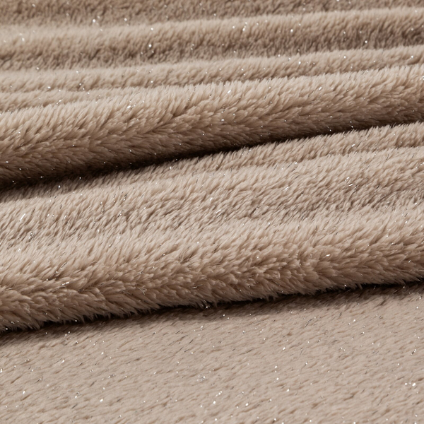 Koc 150 x 200 Mikrofibra Błyszczący Blink Beż+Sreb