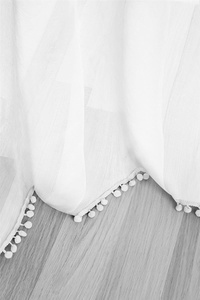 Firana 140 x 270 Dekoracyjna Pompoo Taśma Biel