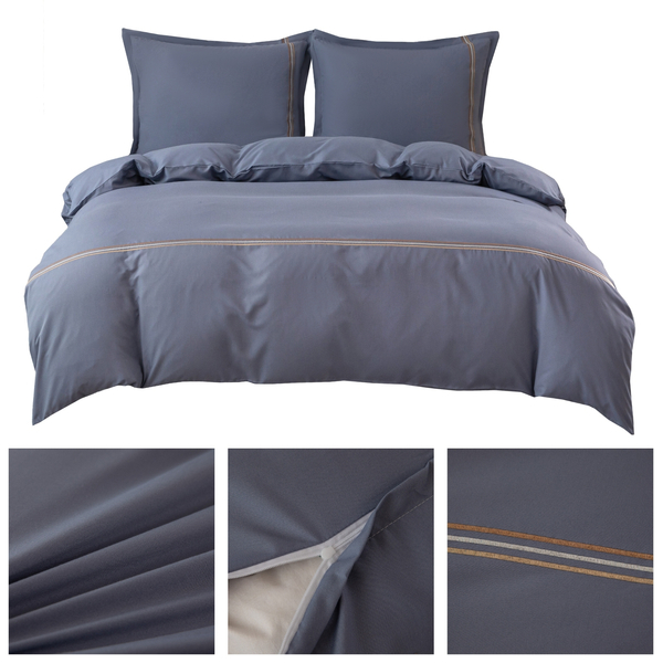 Pościel 200 x 220 3cz Gładka Z Haftem Lumera 12