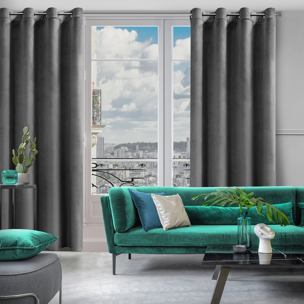 Zasłona 140 x 250 Dekoracyjna Velvet Rosa Grafit