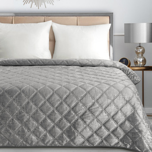 Quilted Velvet Bedspread 200 x 220 Blink6 Silver