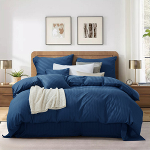 Bedding 160 x 200 3pc Cotton Adamashek Navy Blue