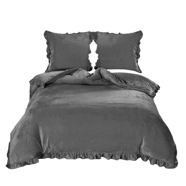Bedding 160 x 200 3pcs Microfiber Frill Erva 2577