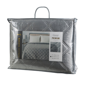 Quilted Velvet Bedspread 170 x 210 Blink6 Silver