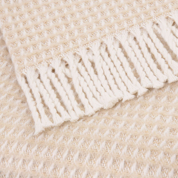 Blanket 150 x 200 Cotton-Acrylic Check Beige