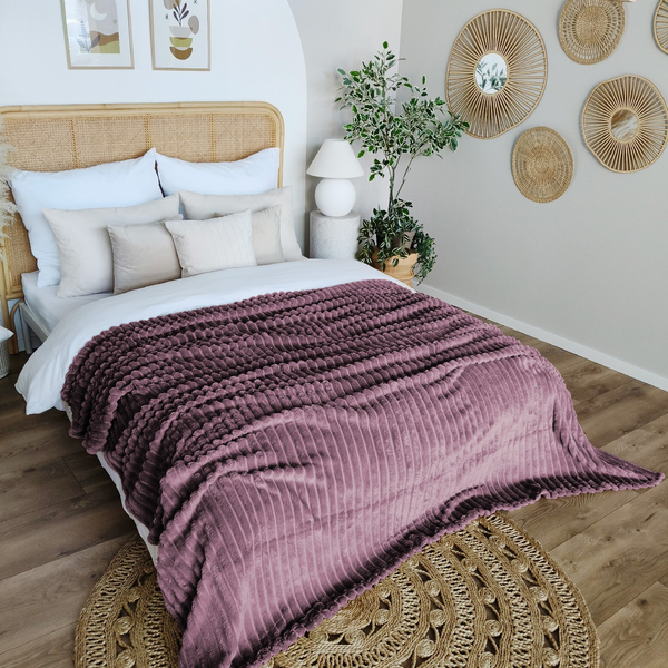 Blanket 200 x 220 Microfiber Stamped Stripes Nuvio 14